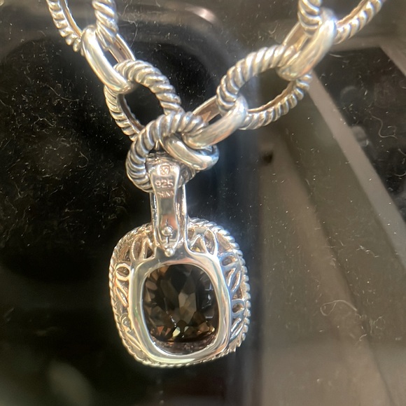Sterling Silver 18”, wide link chain w citrine pendant. EUC. As is. See images - Picture 5 of 14